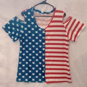 Women Cold Shoulder Button Down Short Sleeve Top-size XL